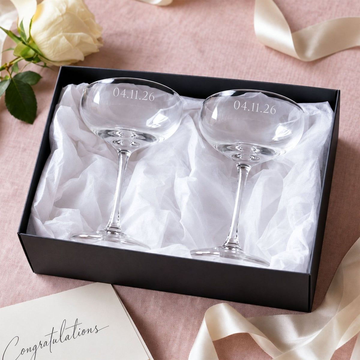 Alba Champagne Coupe Wedding Glasses, Set of 2