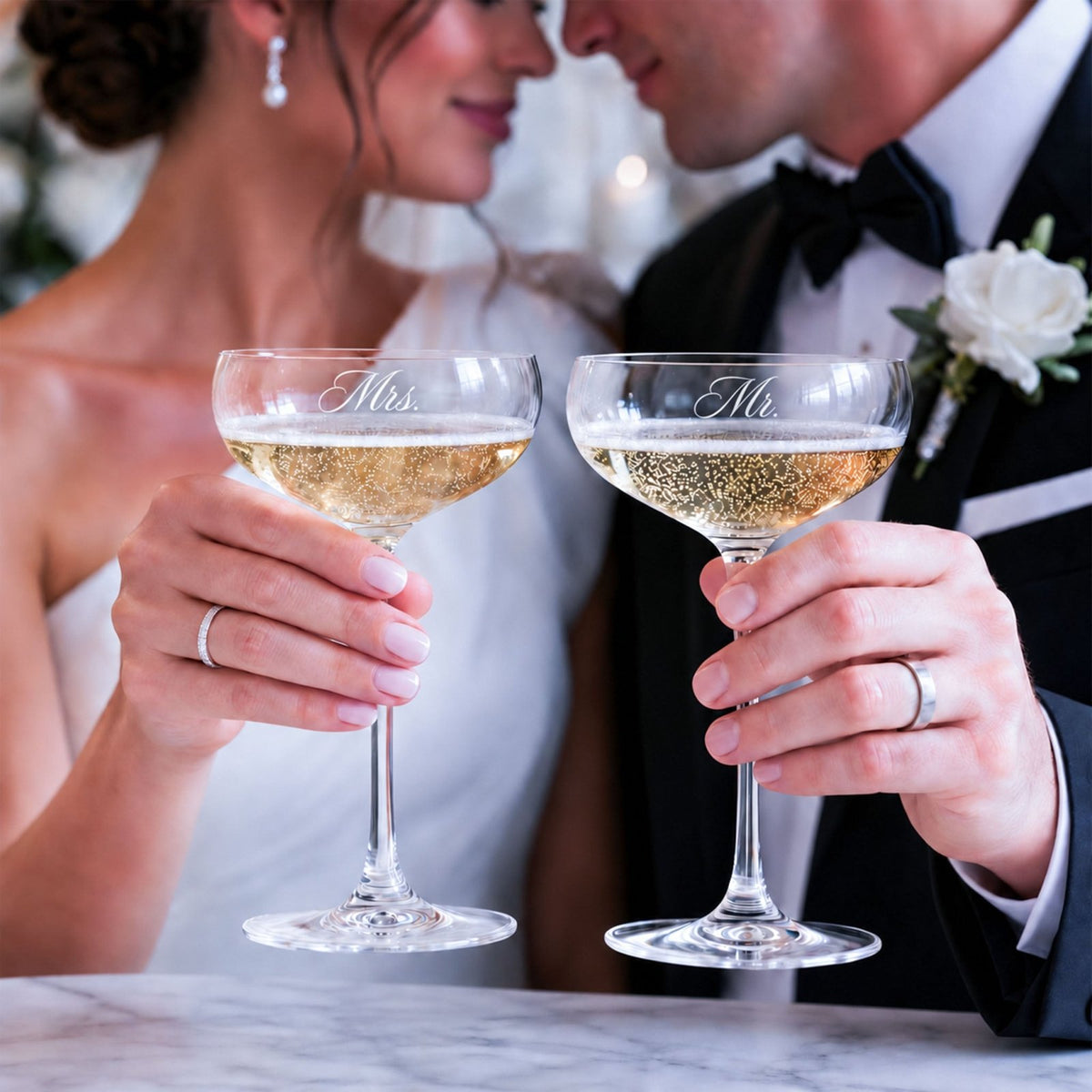 Alba Champagne Coupe Wedding Glasses, Set of 2