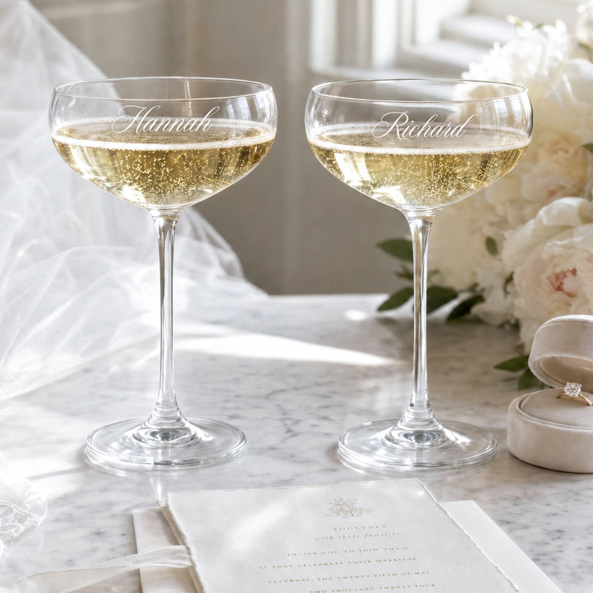 Alba Champagne Coupe Wedding Glasses, Set of 2