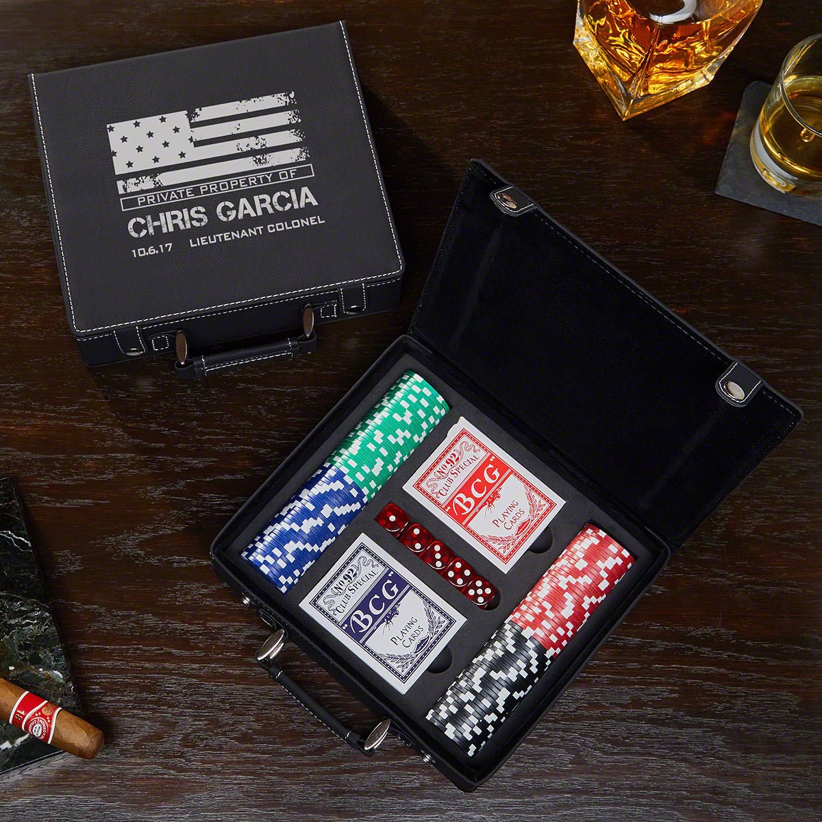 American Heroes Personalized Poker Set - Gift for Military
