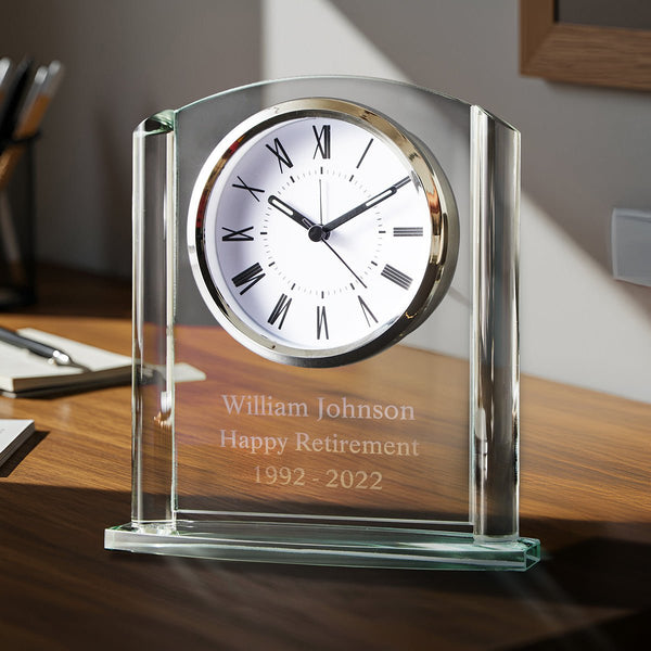 Arch Glass Personalized Desk Clock
