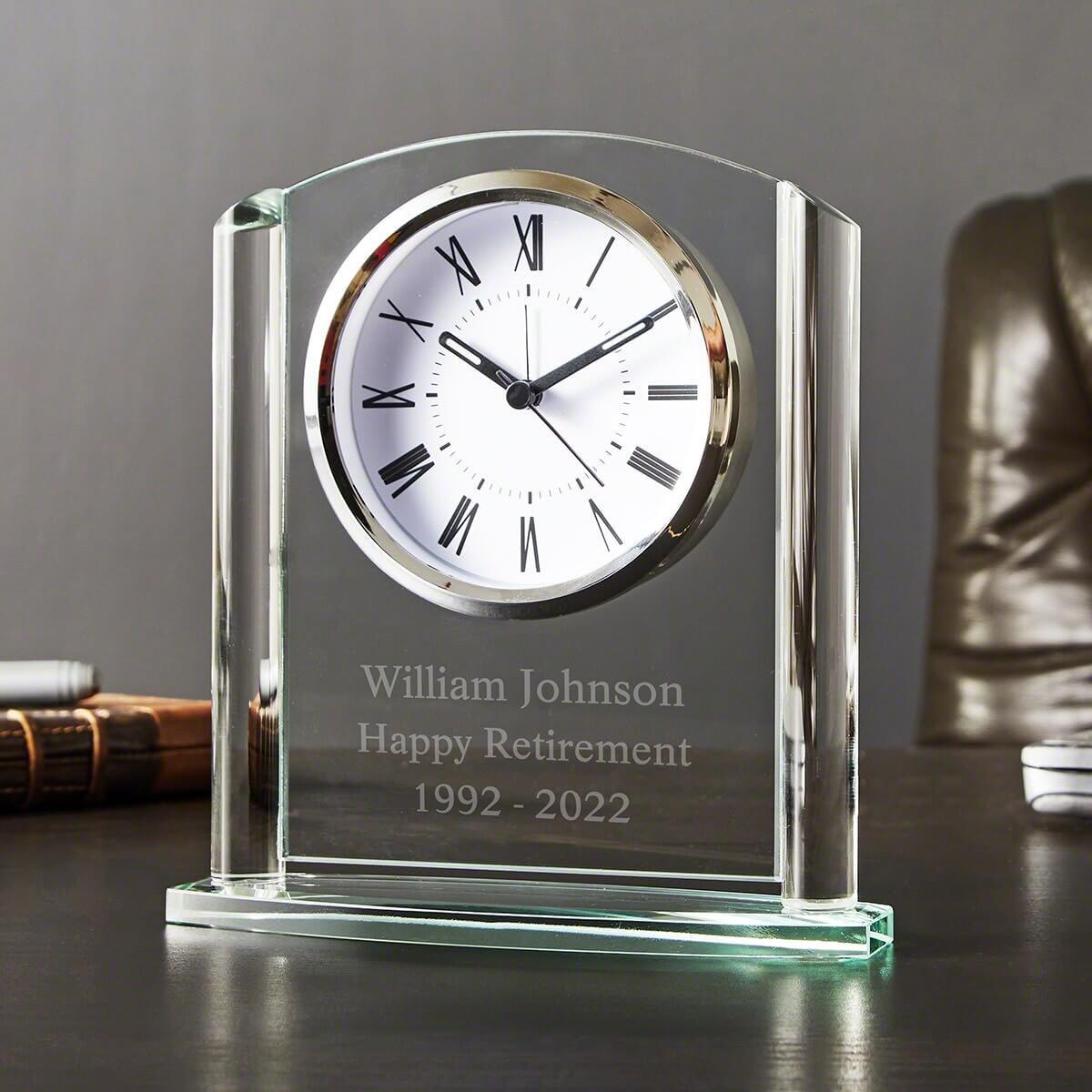 Arch Glass Personalized Desk Clock