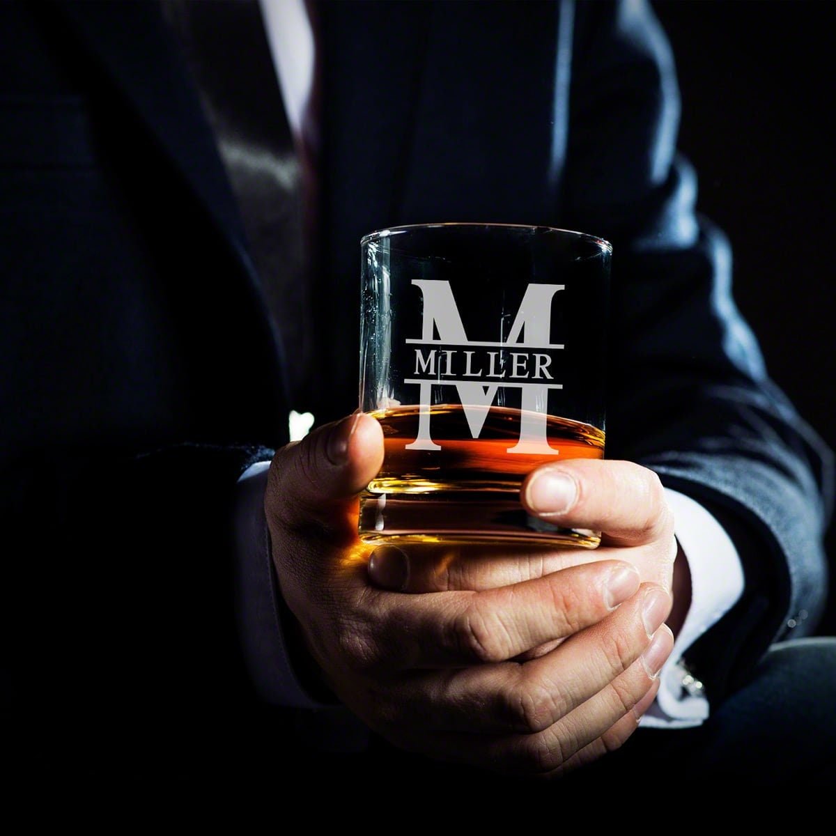 Ashcroft Custom Whiskey Gifts for Men 12pc with Personalized Decanter Set and Whiskey Stones