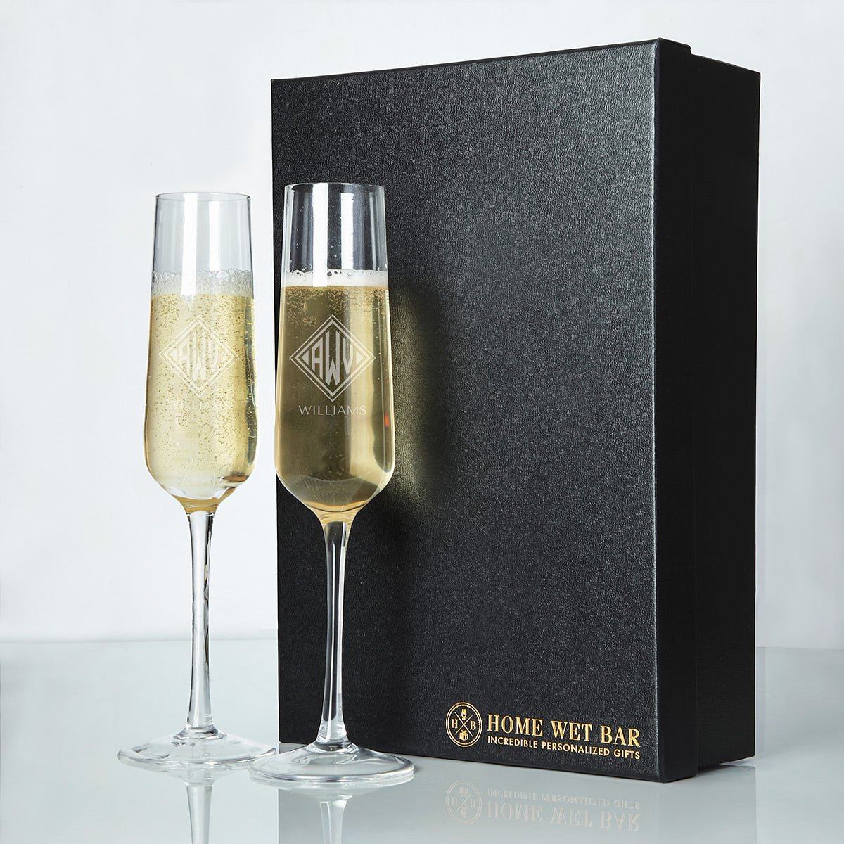Asti Engraved Champagne Flutes Gift Box Set