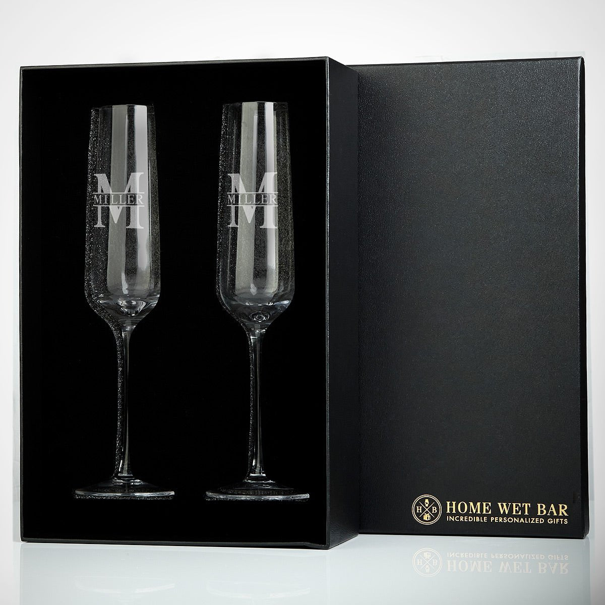 Asti Engraved Champagne Flutes Gift Box Set