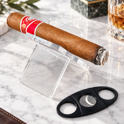 Aurelio Cigar Humidor Box w/ Digital Hygrometer, Drawer & Cigar Cutter Gift Set