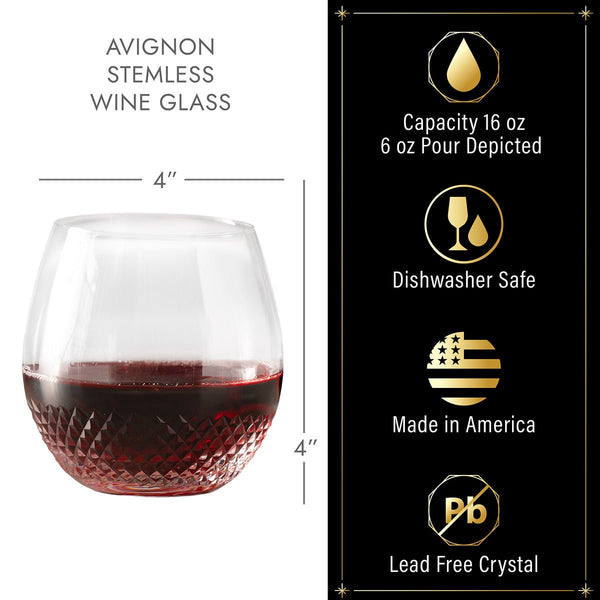 Avignon Custom Crystal Wine Glass Stemless