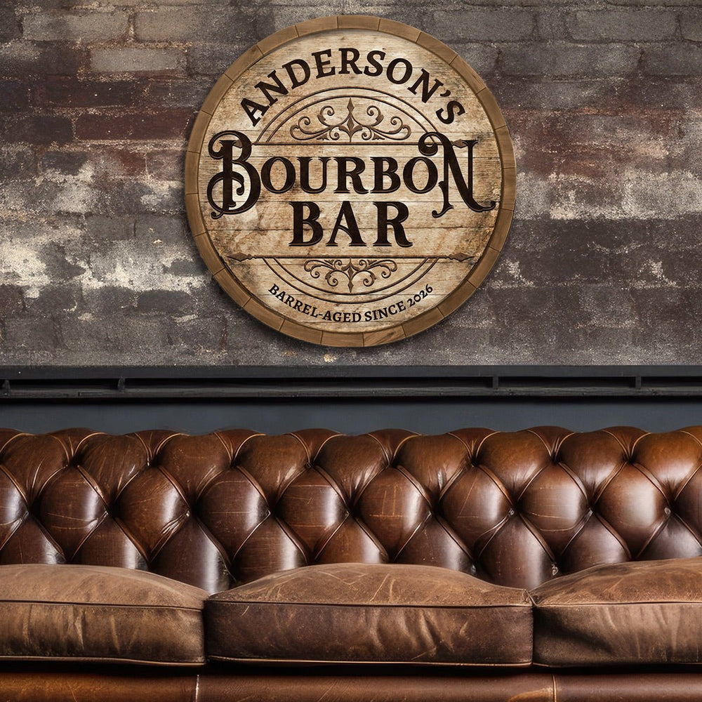 Barrel-Aged Custom Bourbon Bar Wooden Speakeasy Sign