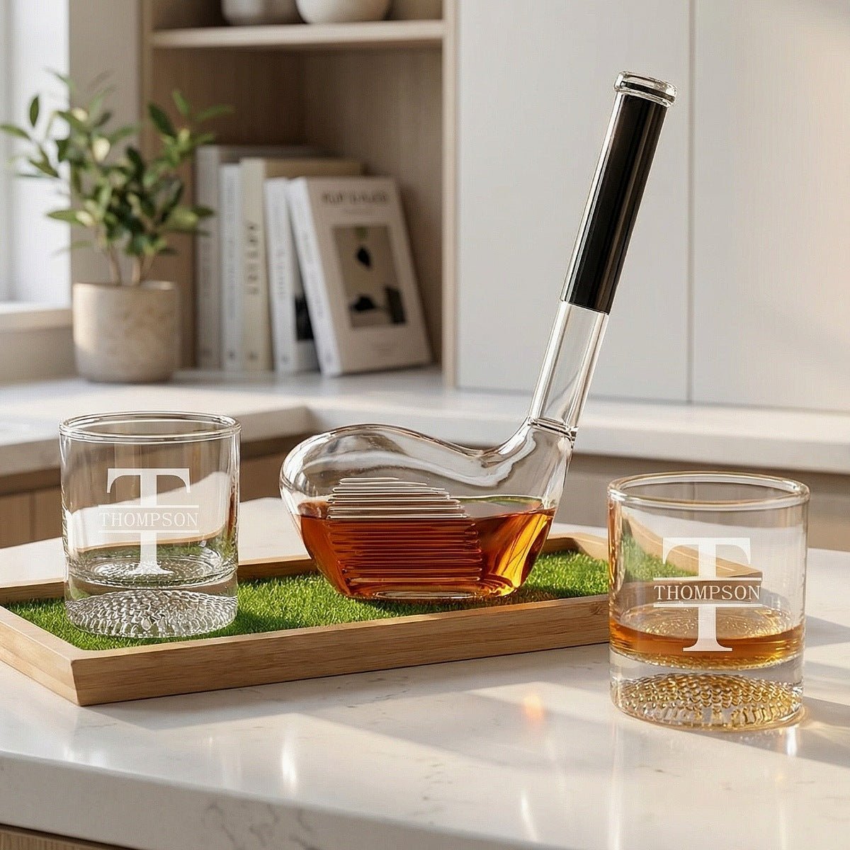 Birdie & Bourbon Golf Club Decanter & Whiskey Glasses