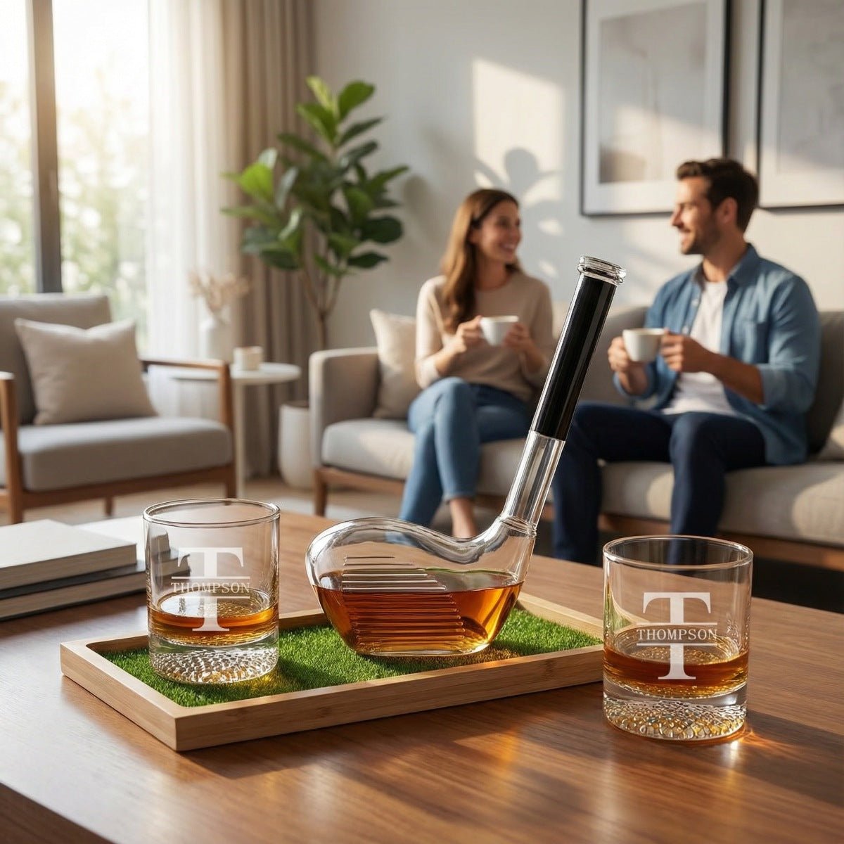 Birdie & Bourbon Golf Club Decanter & Whiskey Glasses