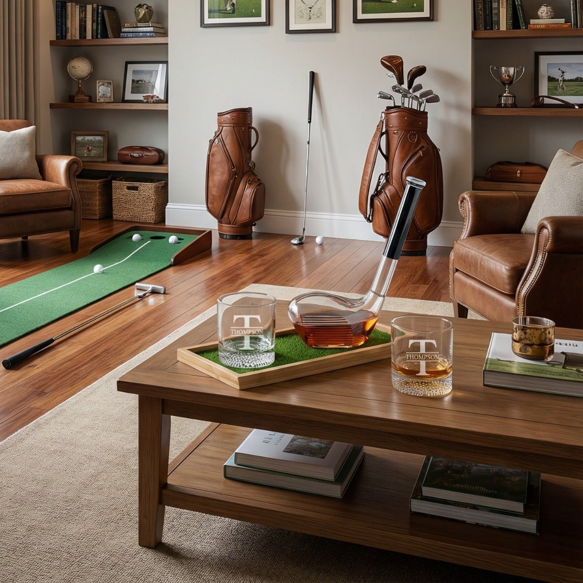 Birdie & Bourbon Golf Club Decanter & Whiskey Glasses