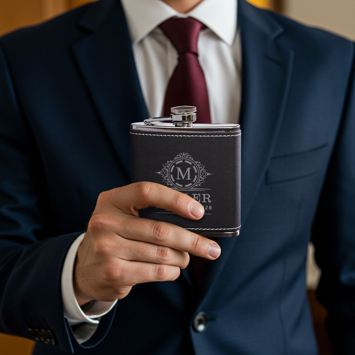 Black & Silver Personalized Hip Flask