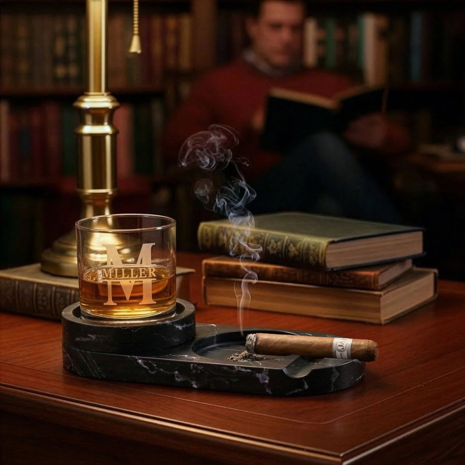 Bolton Cigar Ashtray & Glassware 5 Pc Set - Custom Cigar Gift Set