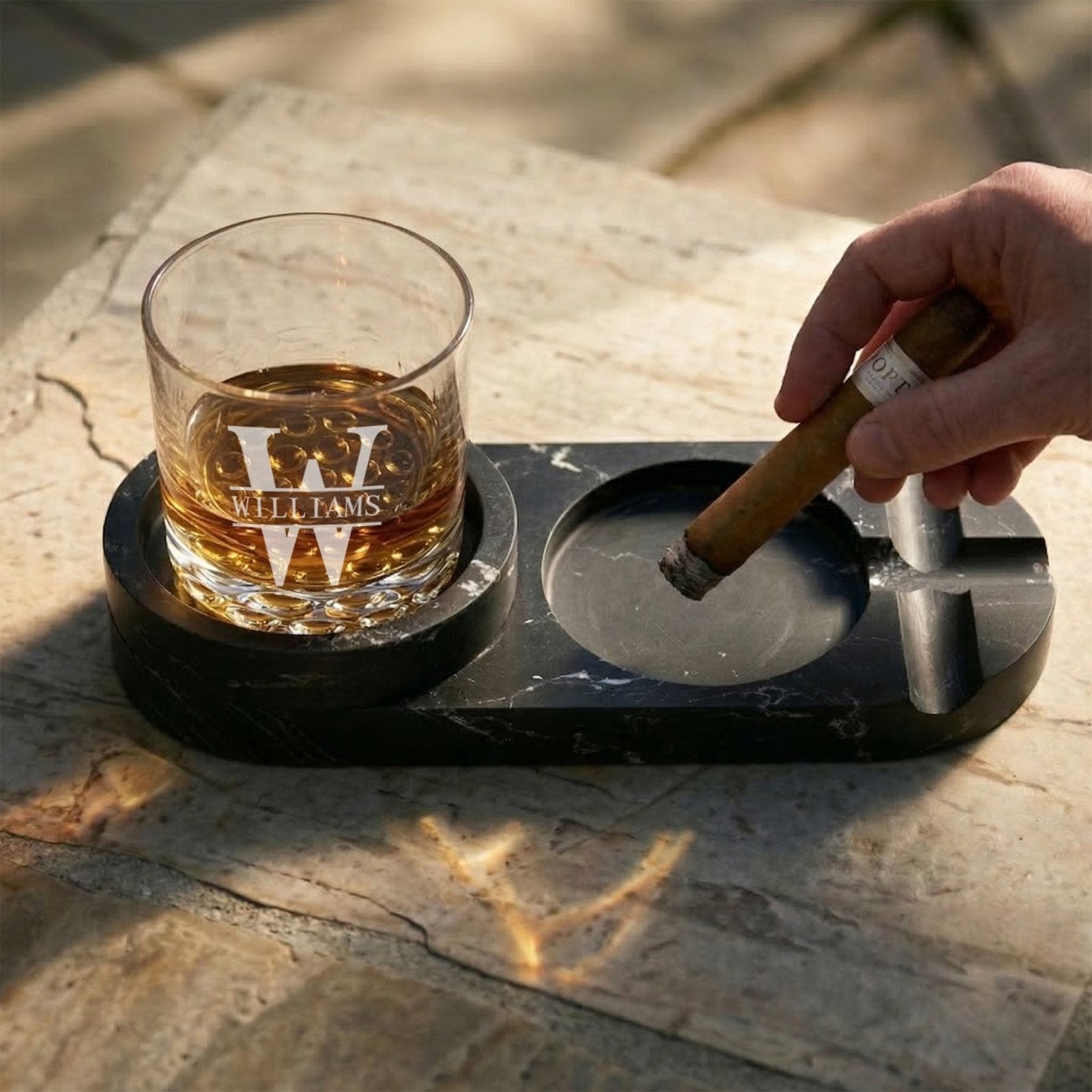 Bolton Cigar Ashtray & Glassware 5 Pc Set - Custom Cigar Gift Set