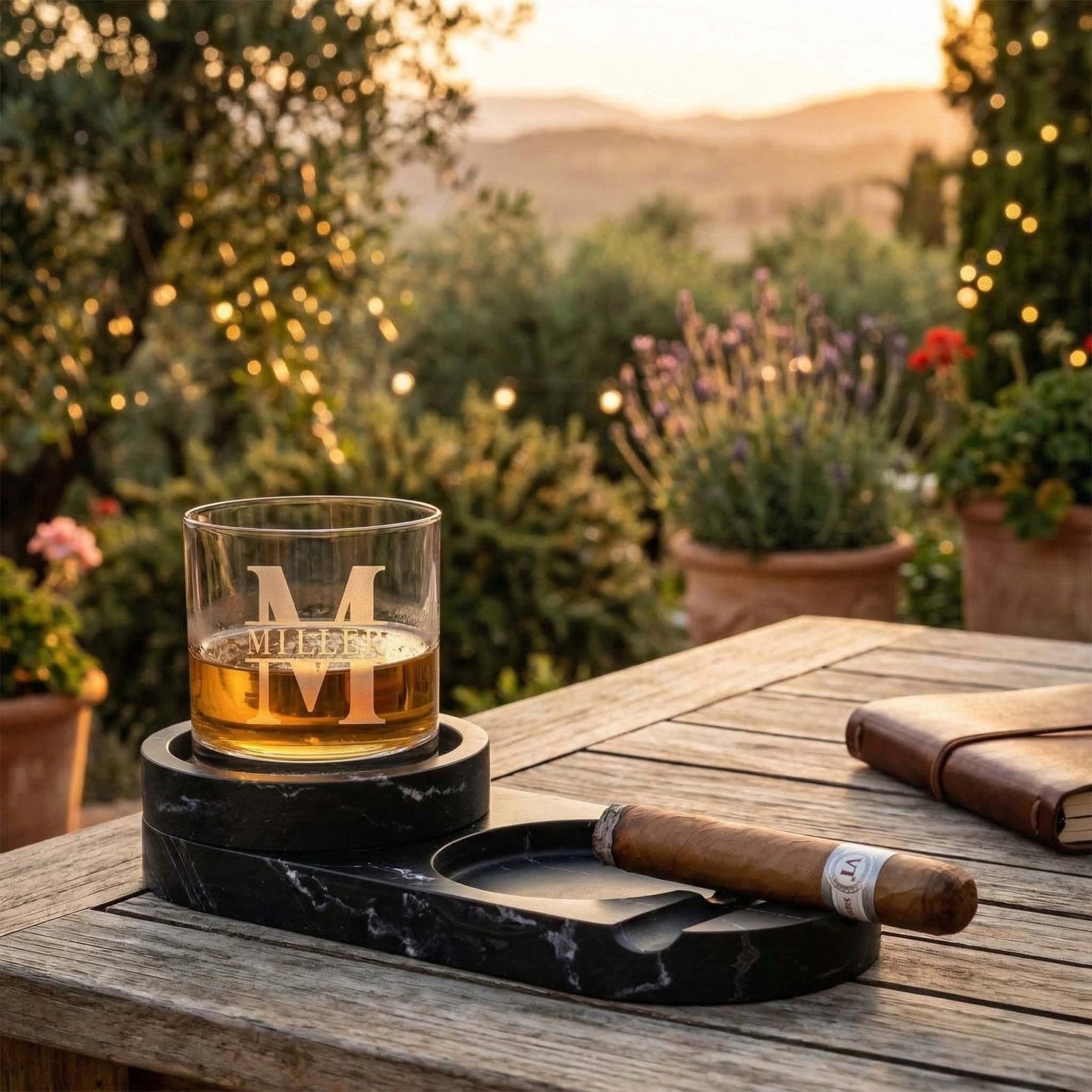 Bolton Cigar Ashtray & Glassware 5 Pc Set - Custom Cigar Gift Set