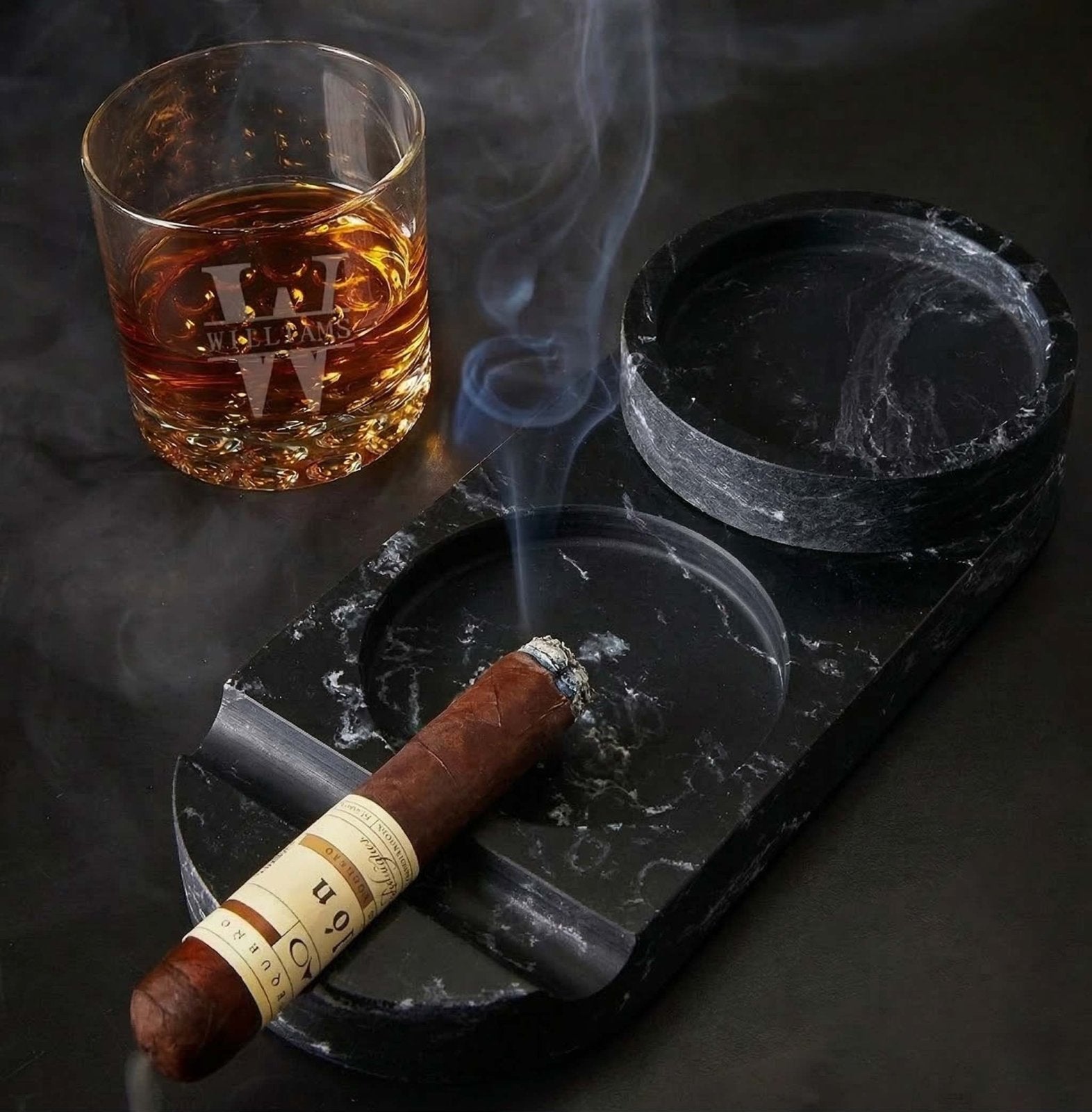 Bolton Cigar Ashtray & Glassware 5 Pc Set - Custom Cigar Gift Set