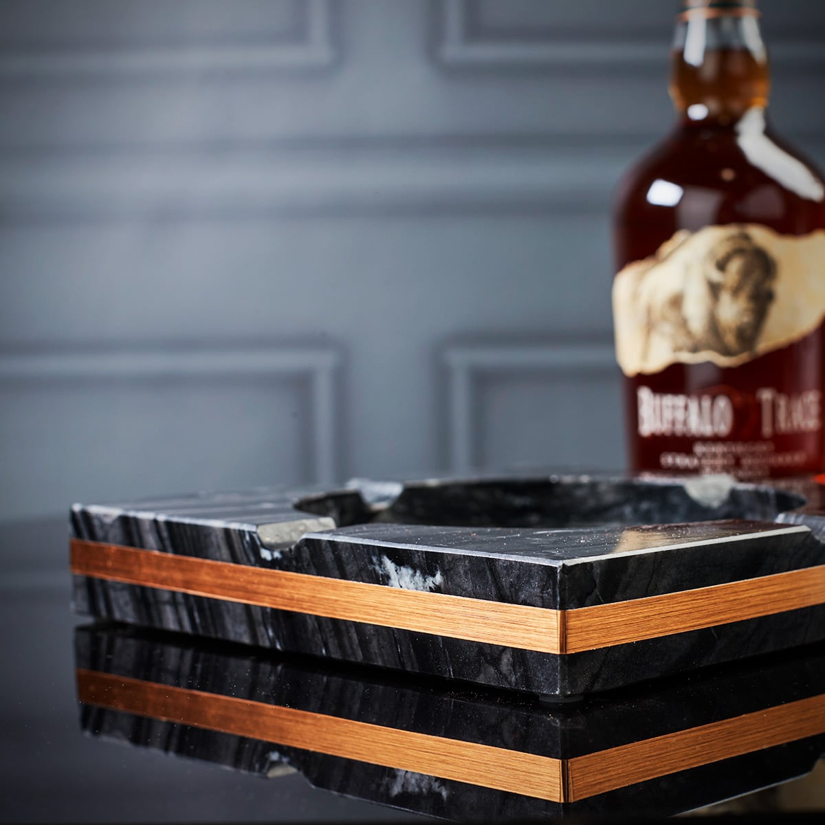 Bradford Large Cigar Ashtray - Black Marble