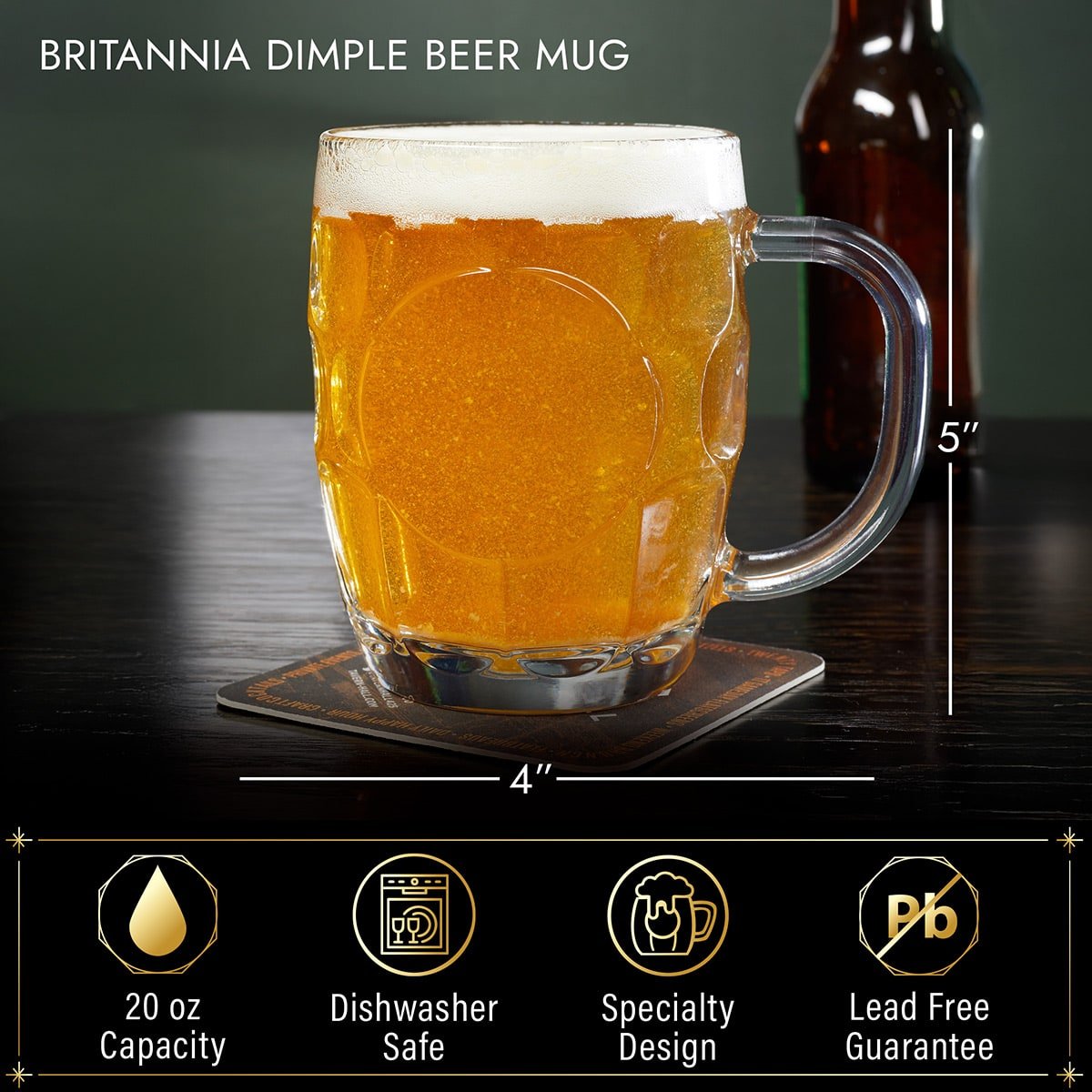 Britannia Dimple Engraved Beer Mug