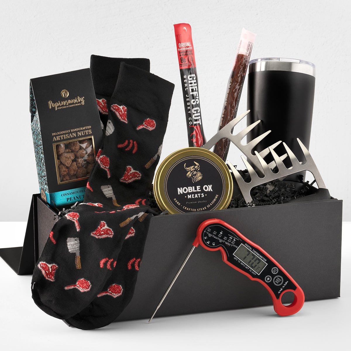 Carnivore's Delight Meat Lover BBQ Gift Basket w Grill Tools