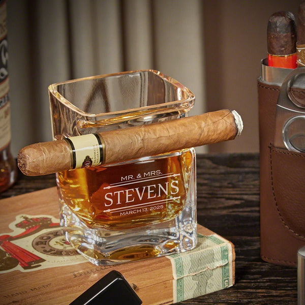 Carson Personalized Cigar Glasses and Whiskey Decanter Set