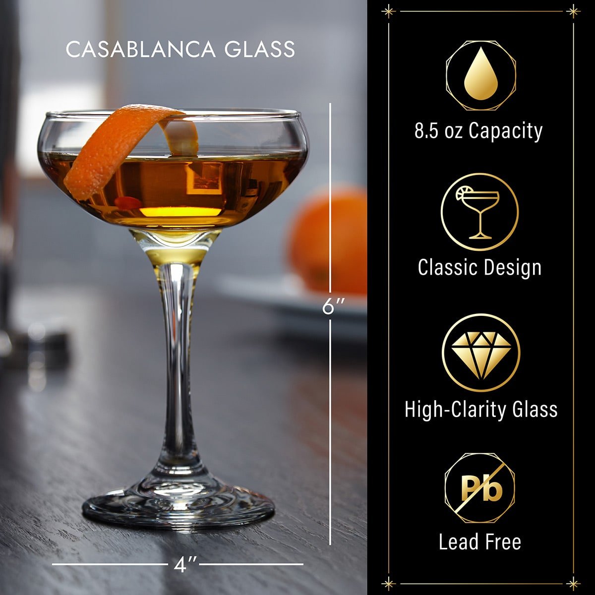 Casablanca Cocktail Coupe Glasses, Set of 2