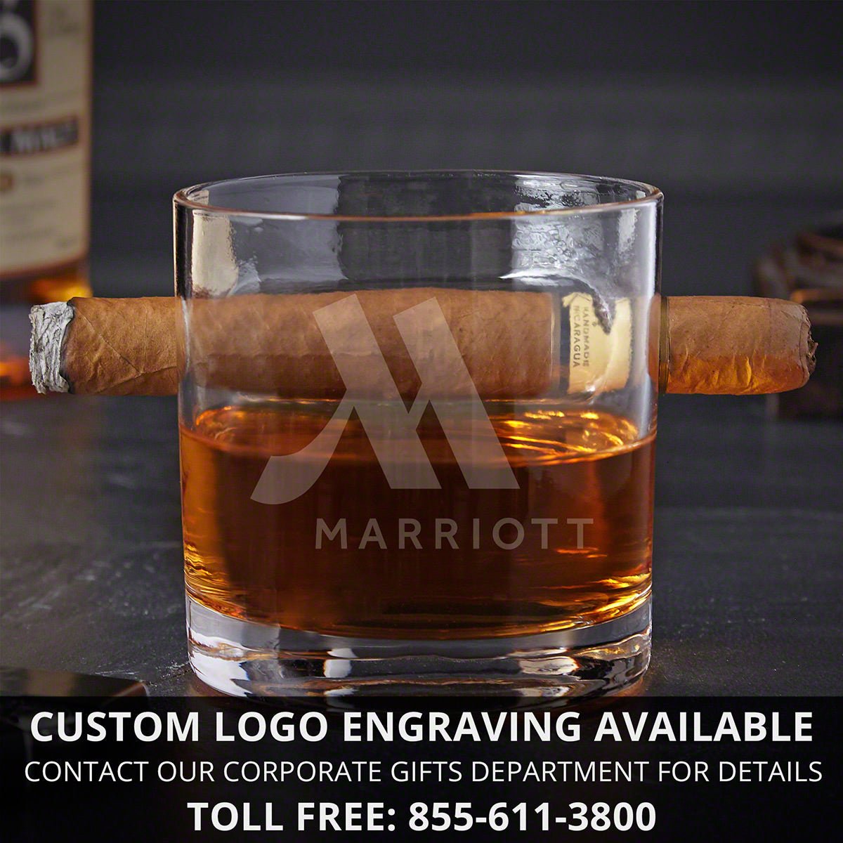 Cigar Gift Set 6pc with Dante Cedar Cigar Humidor & Custom Cigar Glasses