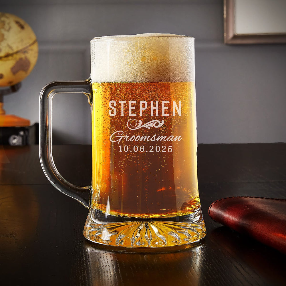 Classic Groomsman Personalized Beer Mugs & Bottle Openers 5 Groomsmen