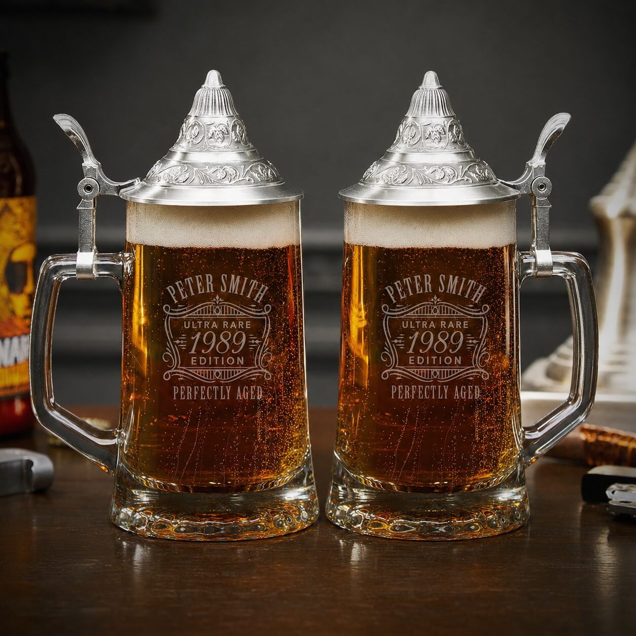 Classic Monogram Traditional German Beer Stein with Lid