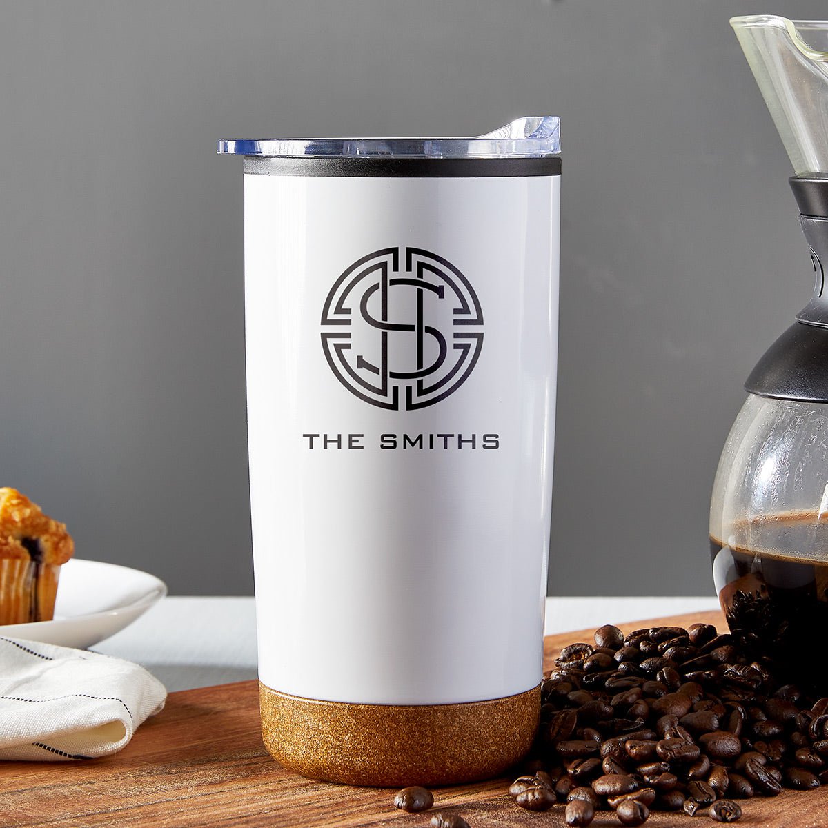 Cork Bottom 20 oz Custom Tumbler - White