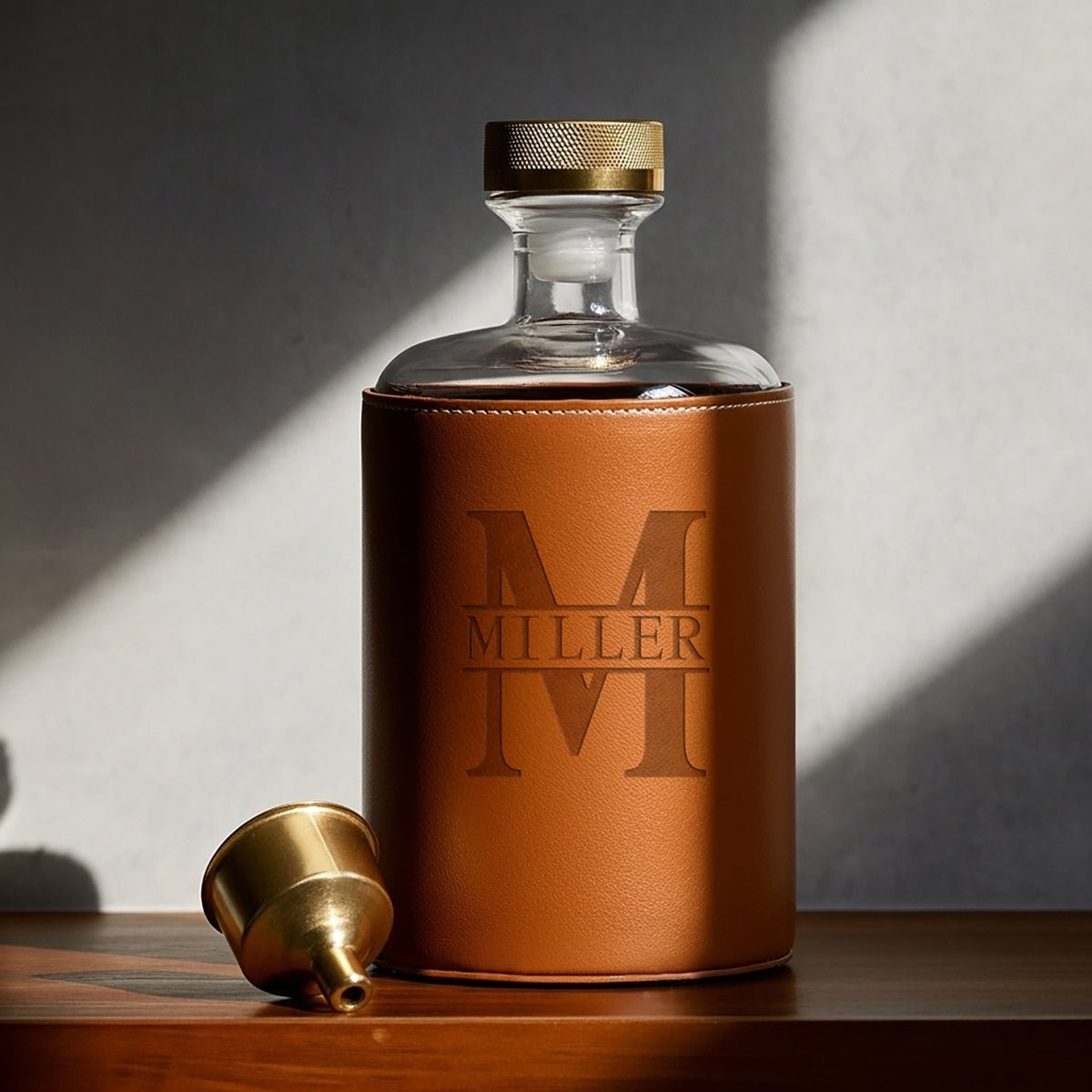 Crawford Custom Bourbon Decanter Set - Leather Wrapped