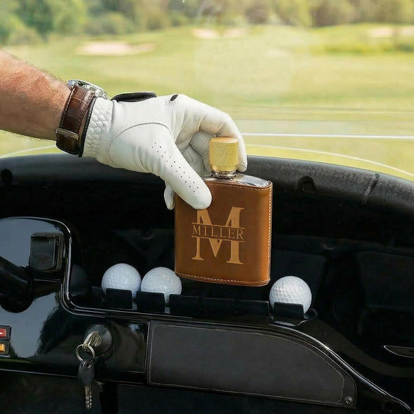 Crawford Custom Glass Flask Set - Leather Wrapped