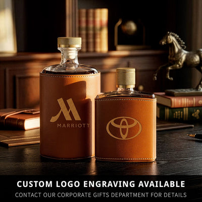 Crawford Custom Glass Flask Set - Leather Wrapped