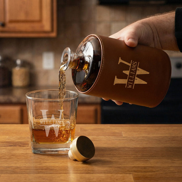 Crawford Leather Whiskey Decanter - Rutherford Glasses