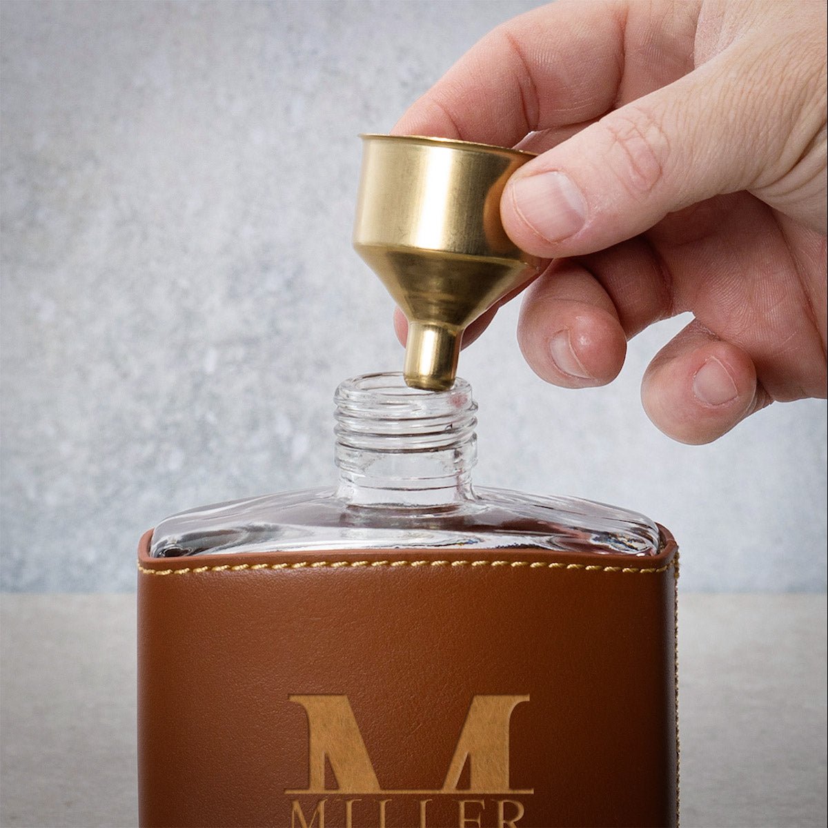 Crawford Leather Whiskey Flask - Rutherford Glasses