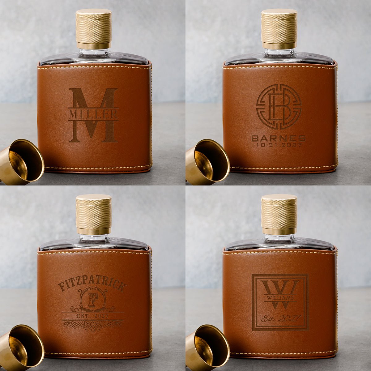 Crawford Leather Whiskey Flask - Rutherford Glasses