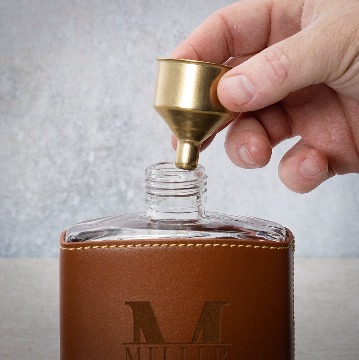 Crawford Leather Whiskey Flask - Rutherford Glasses