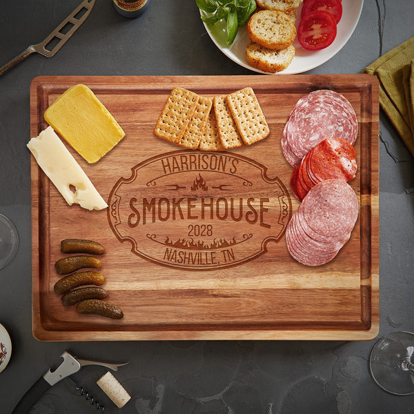 Custom 17x13x1.5 BBQ Cutting Board with Juice Groove