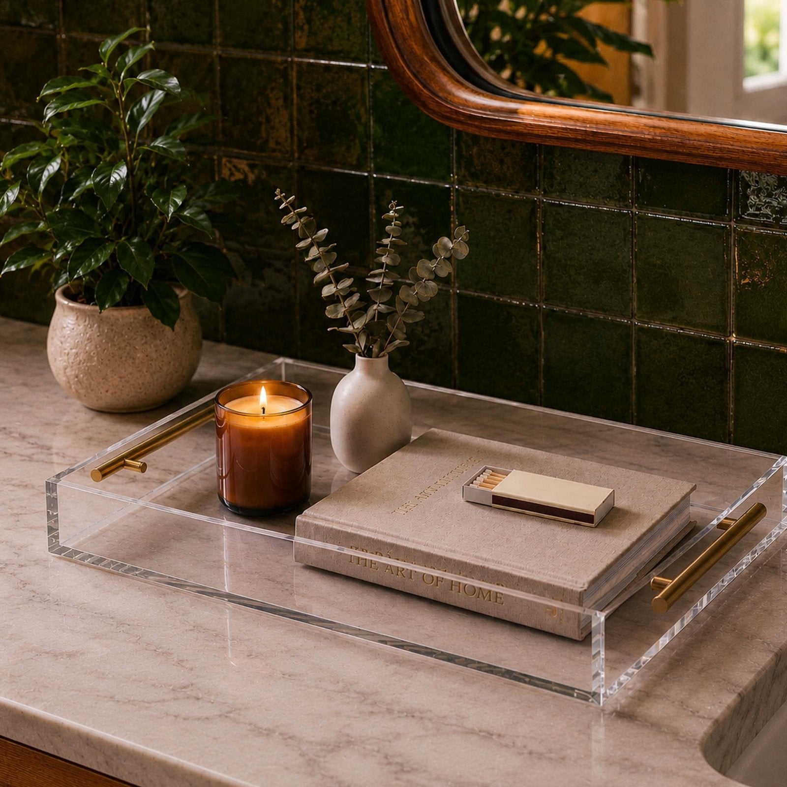 Custom Acrylic Serving Tray w/ Gold Handles