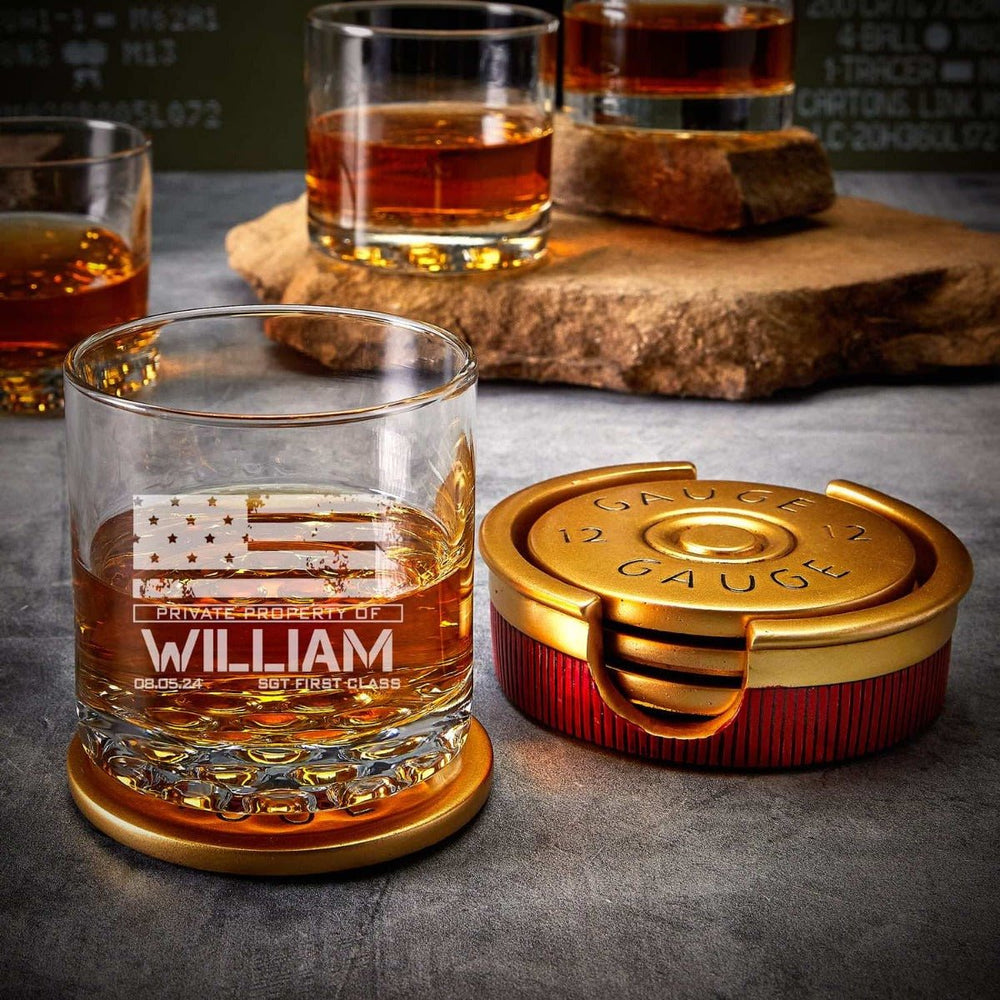 Custom Ammo Can Whiskey Gift Set - 8 pc Whiskey Glasses, Knife, Shotgun ...
