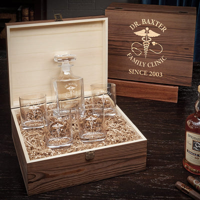Custom Carson Decanter Box Set Gifts for Doctors