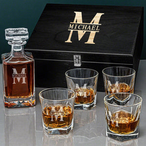 Carson Decanter + Four Glasses With Black Box