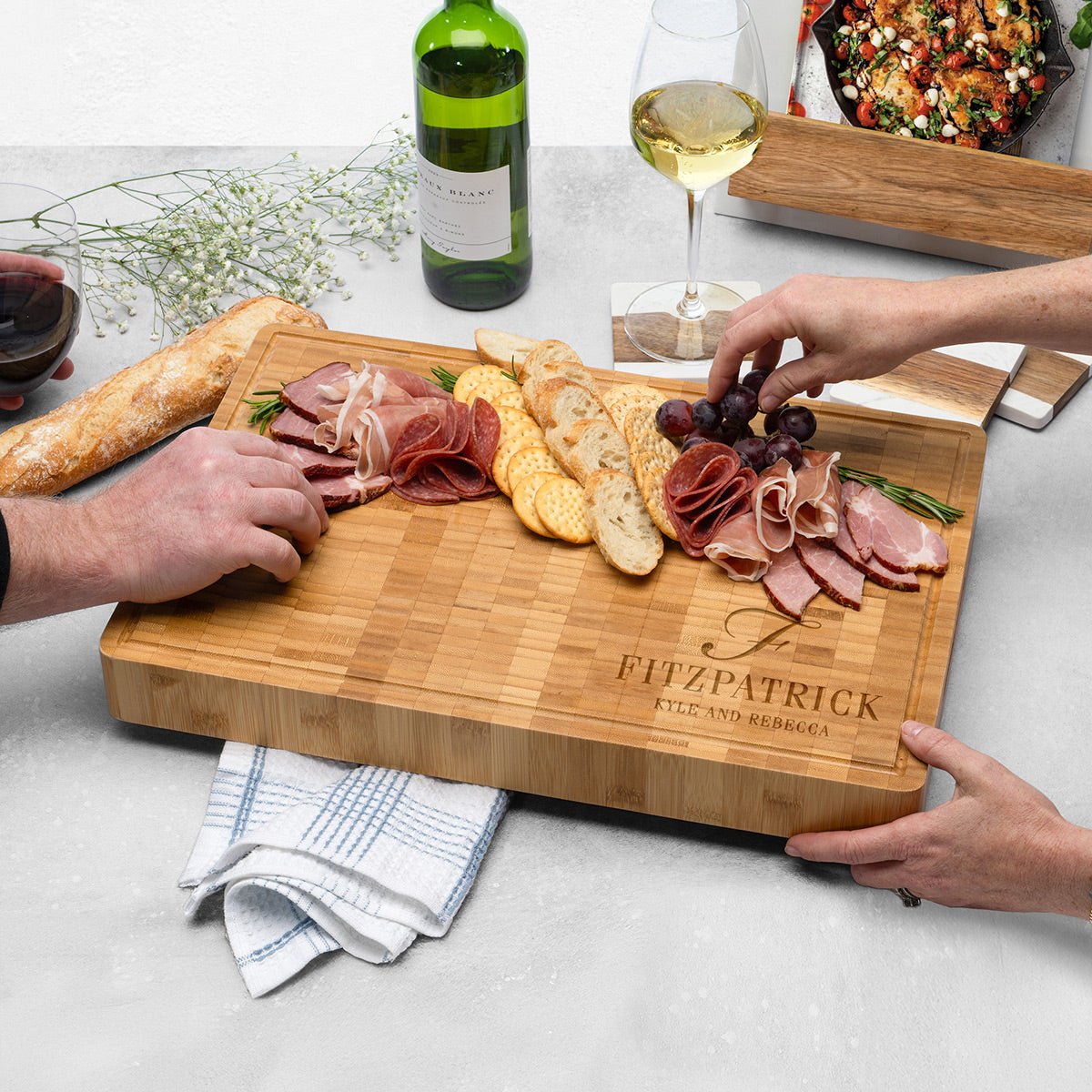Custom Heritage End Grain XL 18x12x2 Cutting Board w Juice Grove