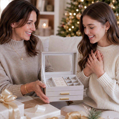 Custom Jewelry Box Organizer w/ Drawers, Champagne