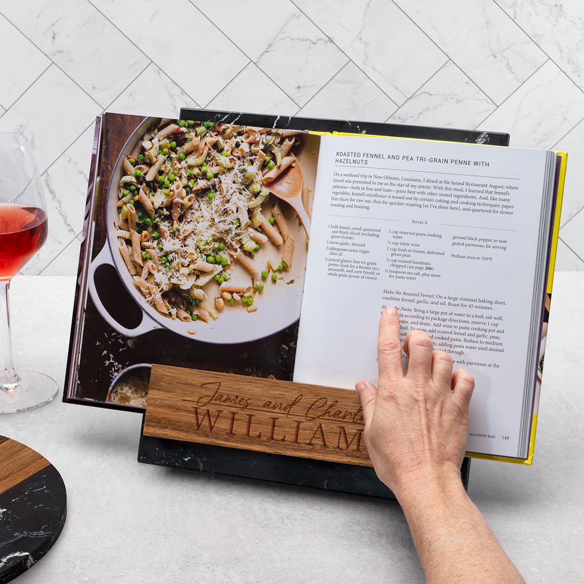 Custom Marble & Wood Cookbook Stand