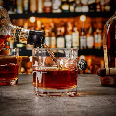 Custom Oxley Cigar Glass and Cedar - Lined Cigar Case, Brown Leather