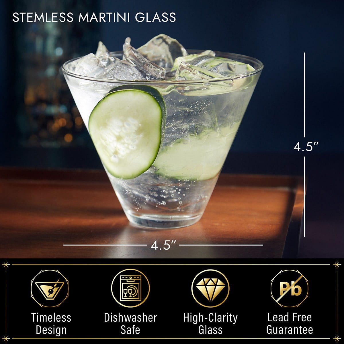 Custom Stemless Martini Glass