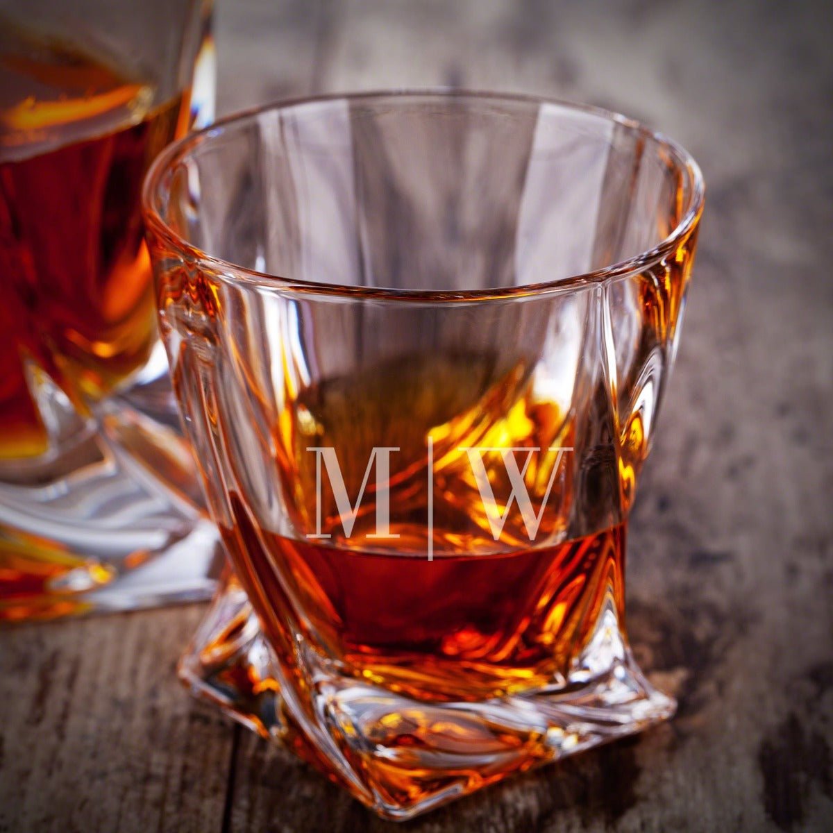 Custom Twist Whiskey Glasses with Box