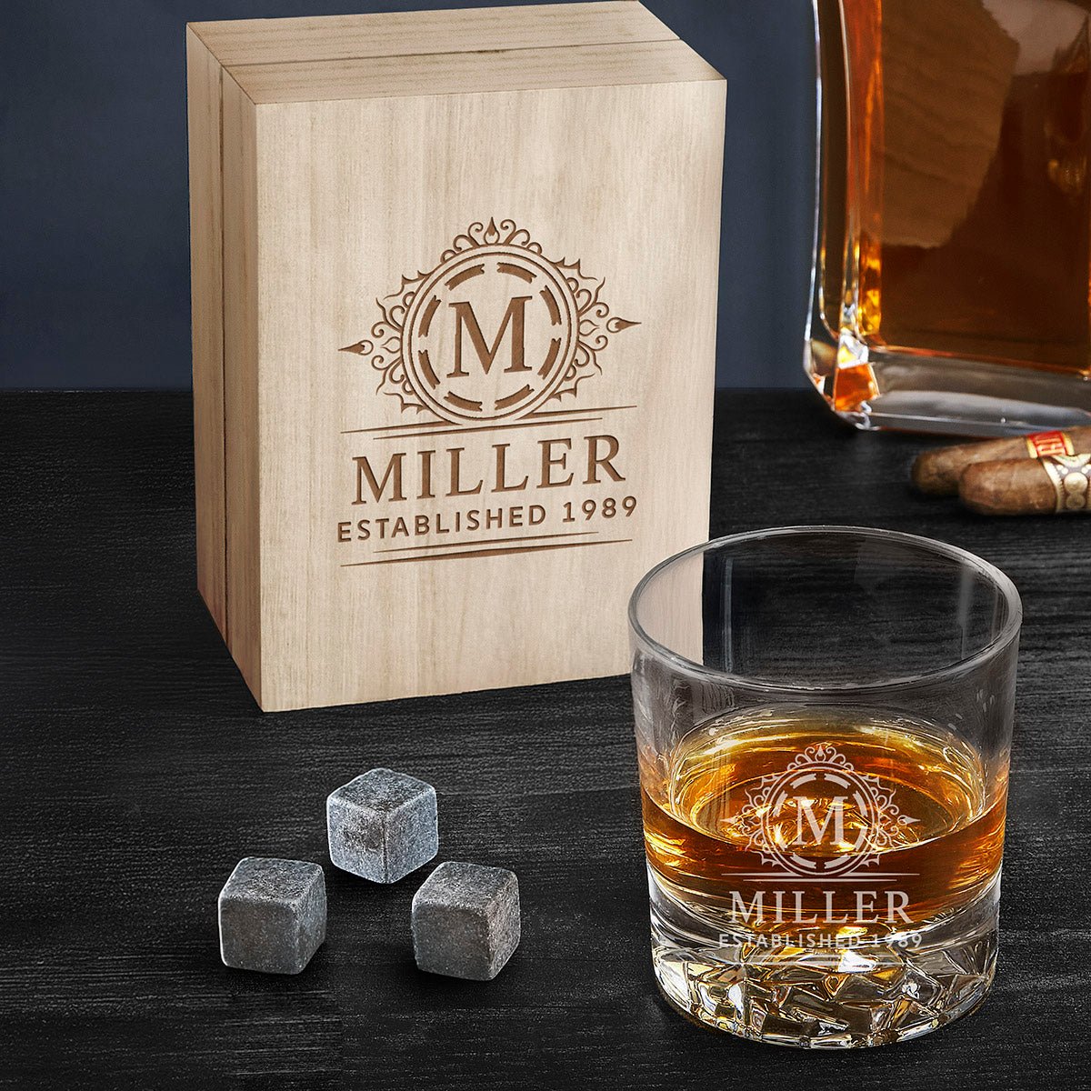 Custom Whiskey Glass Gift Set with Box