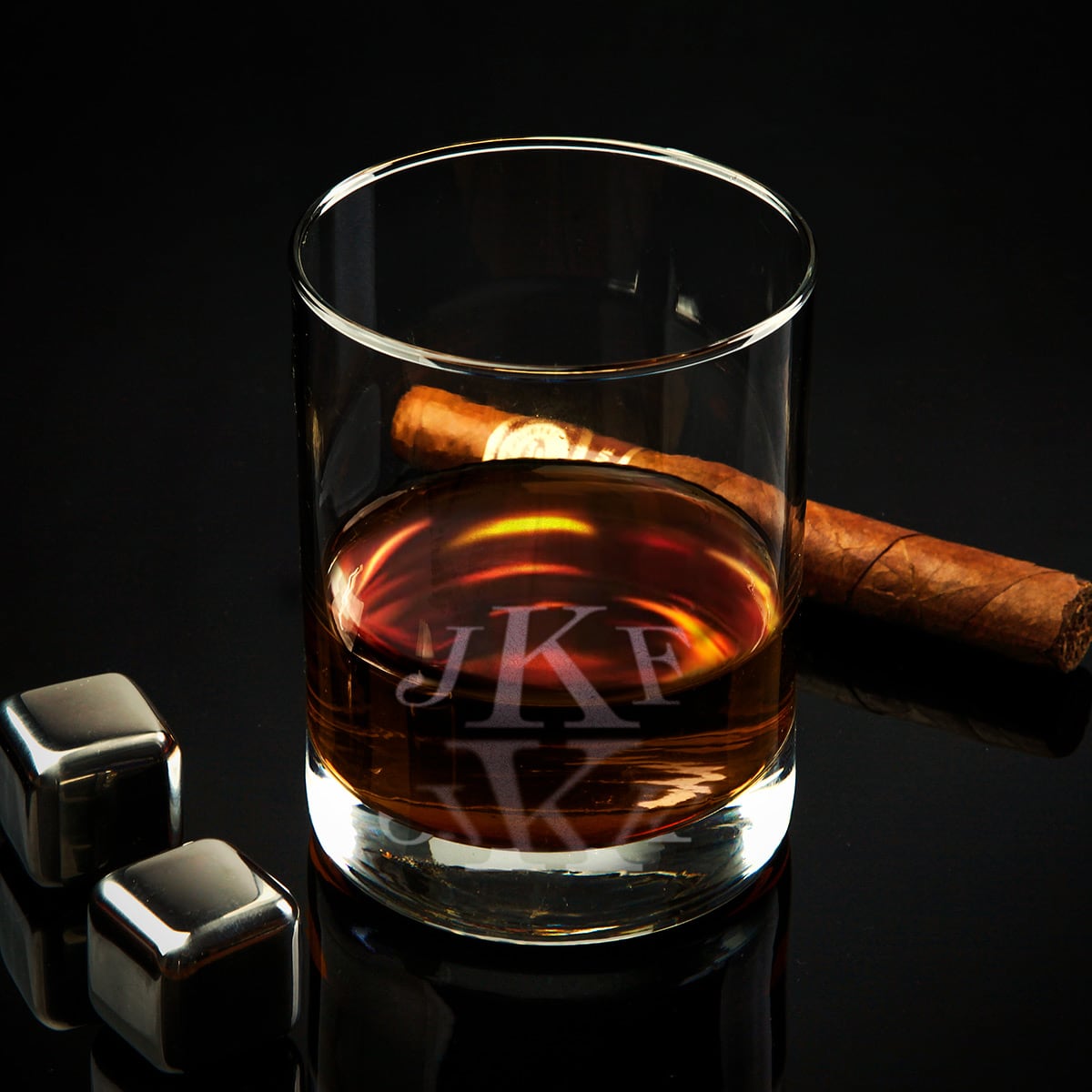 Custom Whiskey Glass with Bottom Engraving