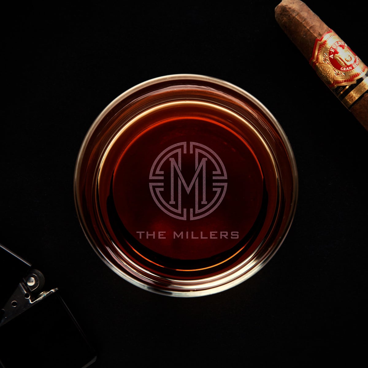 Custom Whiskey Glass with Bottom Engraving